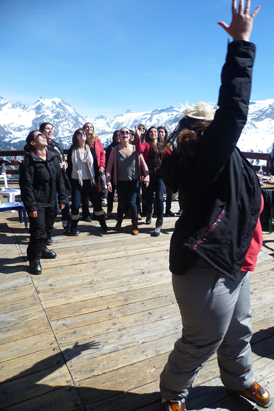 lancé de bouquet a ski