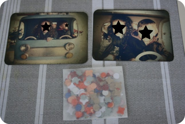 faire-part écolo kraft : photos et confettis