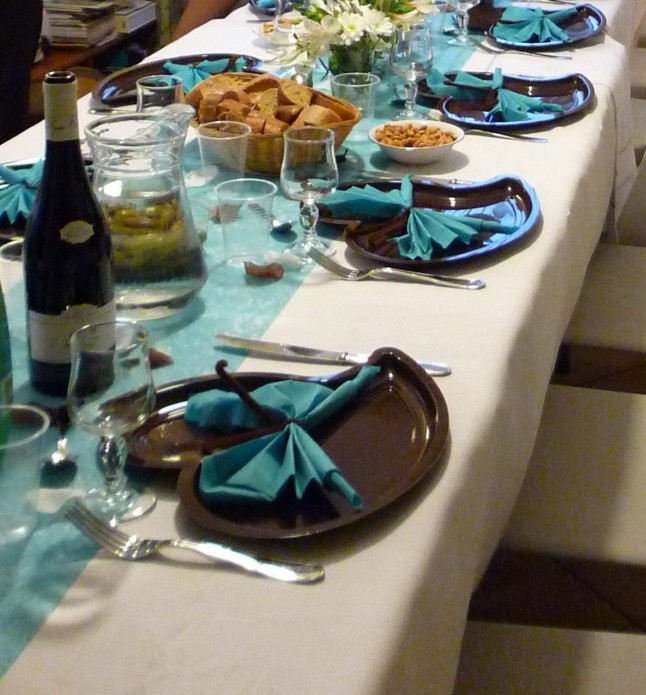 Déco de tables mariage en bleu et blanc