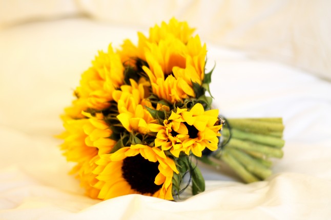 Bouquet de mariée tournesols