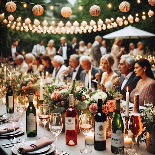 Une table de réception avec du vin sans alcool